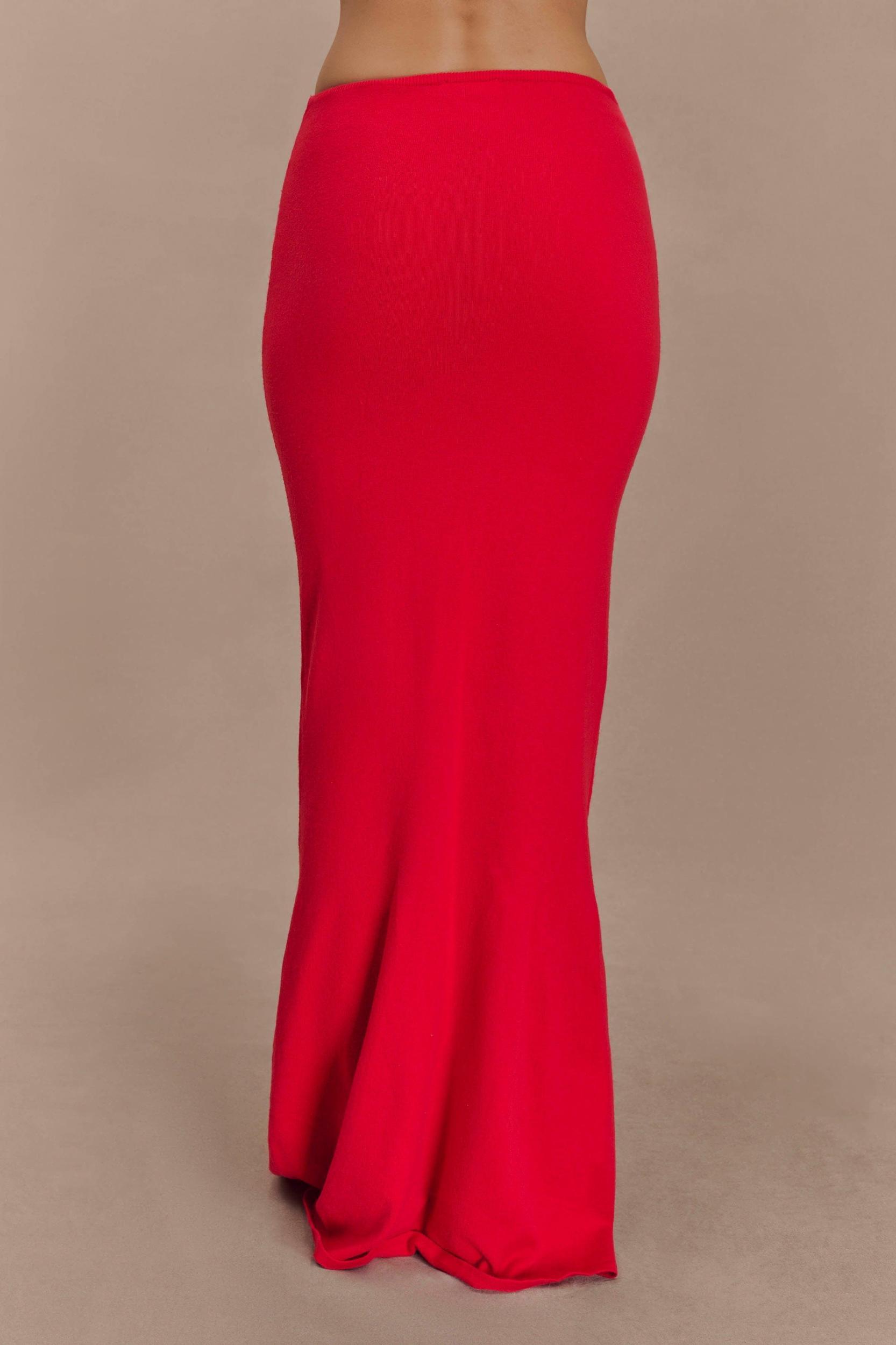 Polly Knit Maxi Skirt - Red Product Image