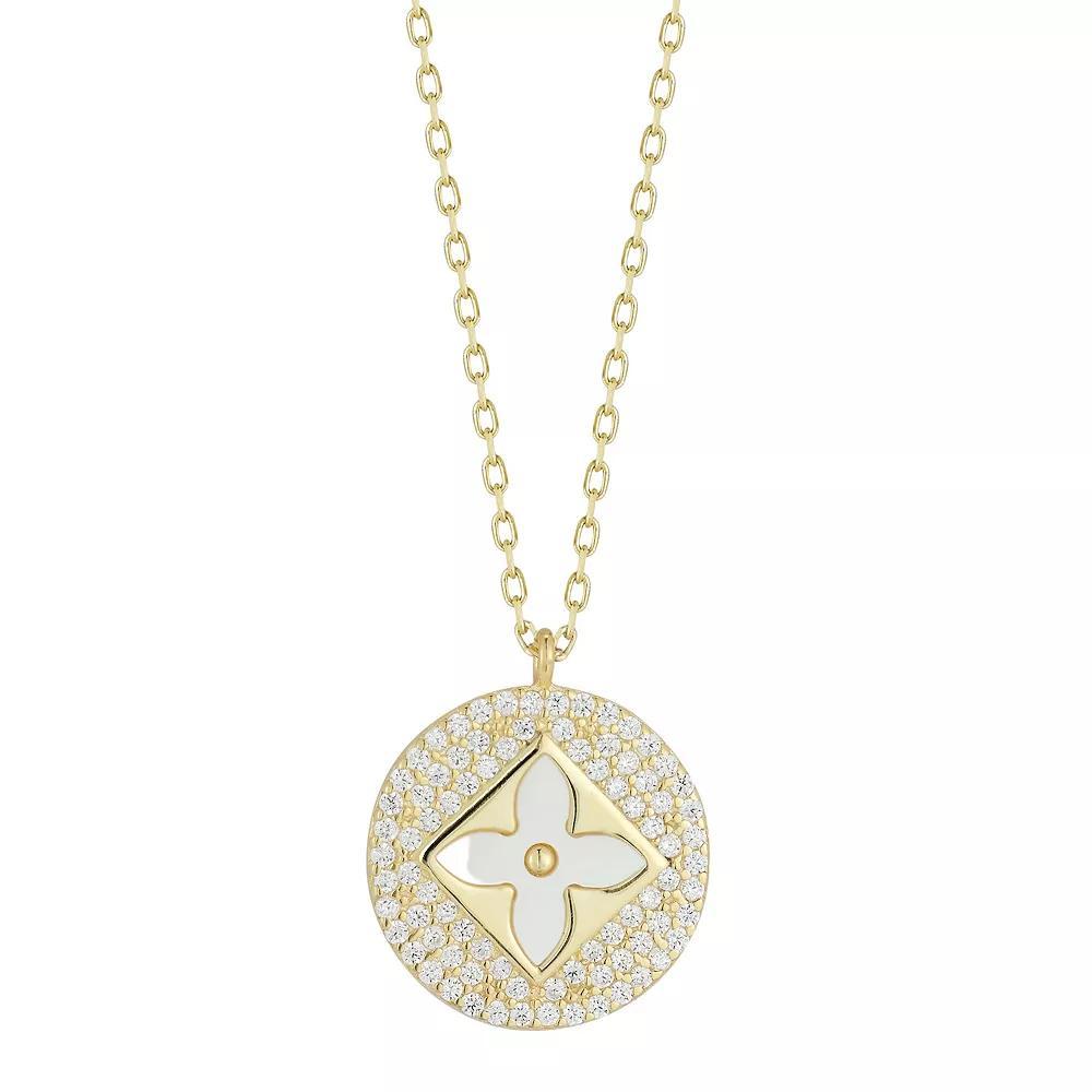Sunkissed Sterling Sterling Silver Cubic Zirconia Clover Pendant Necklace, Women's, Size: 18", Gold Tone White Product Image