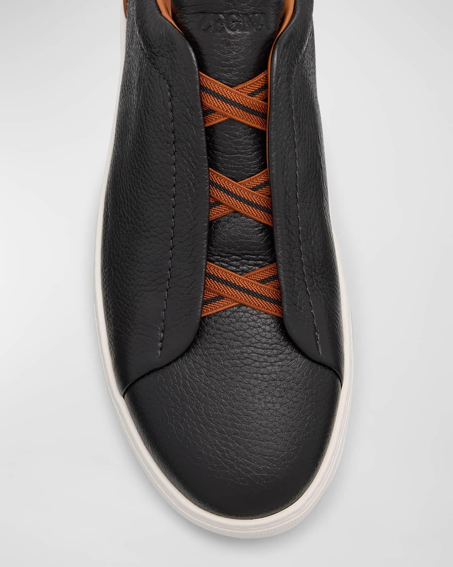 Men's Triple Stitch Deerskin Leather Sneakers Product Image