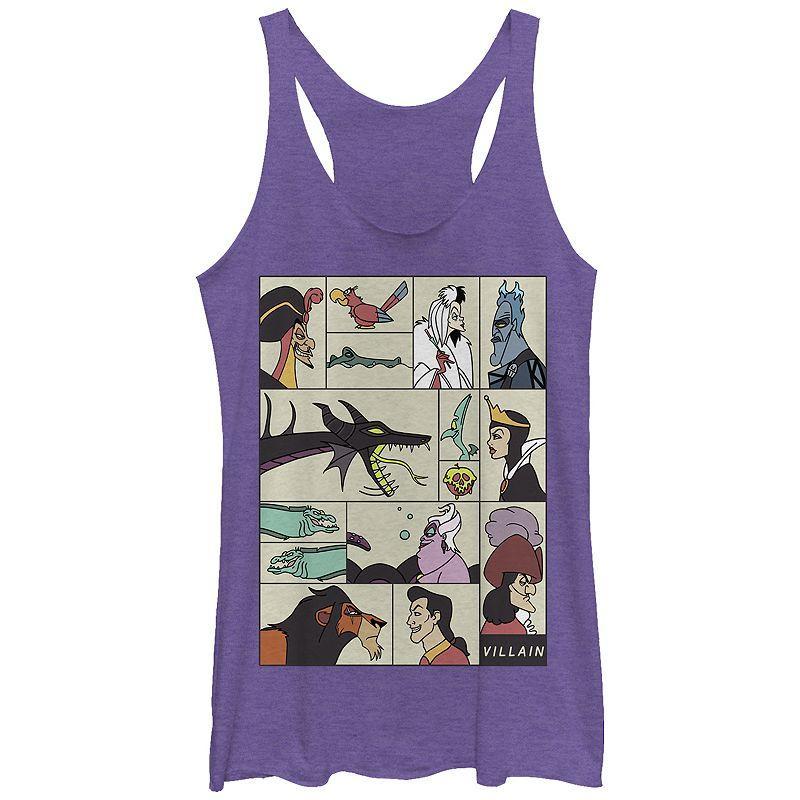 Disney Villains Square Portrait Profiles Juniors' Tri-Blend Racerback Tank Top, Girl's, Size: XS, Black Grey Product Image