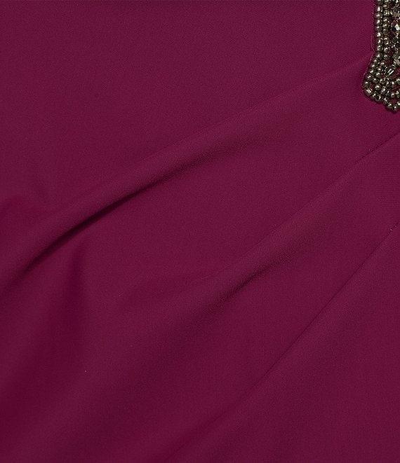 Alex Evenings Stretch Jersey Surplice V-Neck 3/4 Sleeve Embellished Waist Detail Sheath Dress Product Image