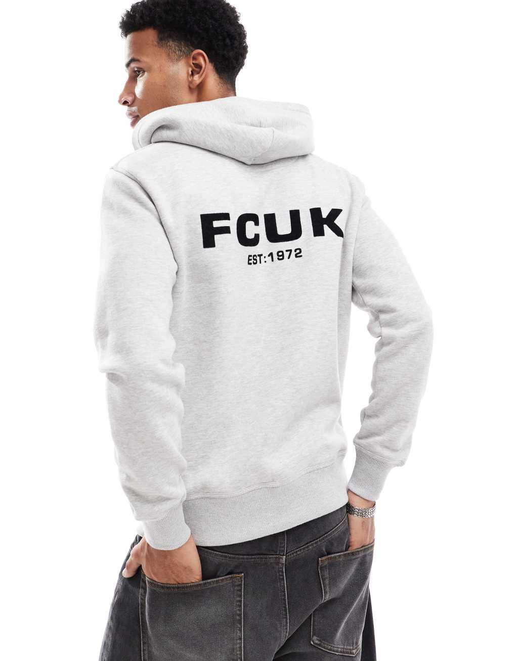 French Connection relaxed hoodie with logo in gray Product Image