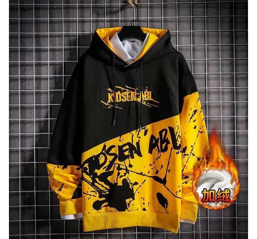 Lettering Two Tone Hoodie Product Image