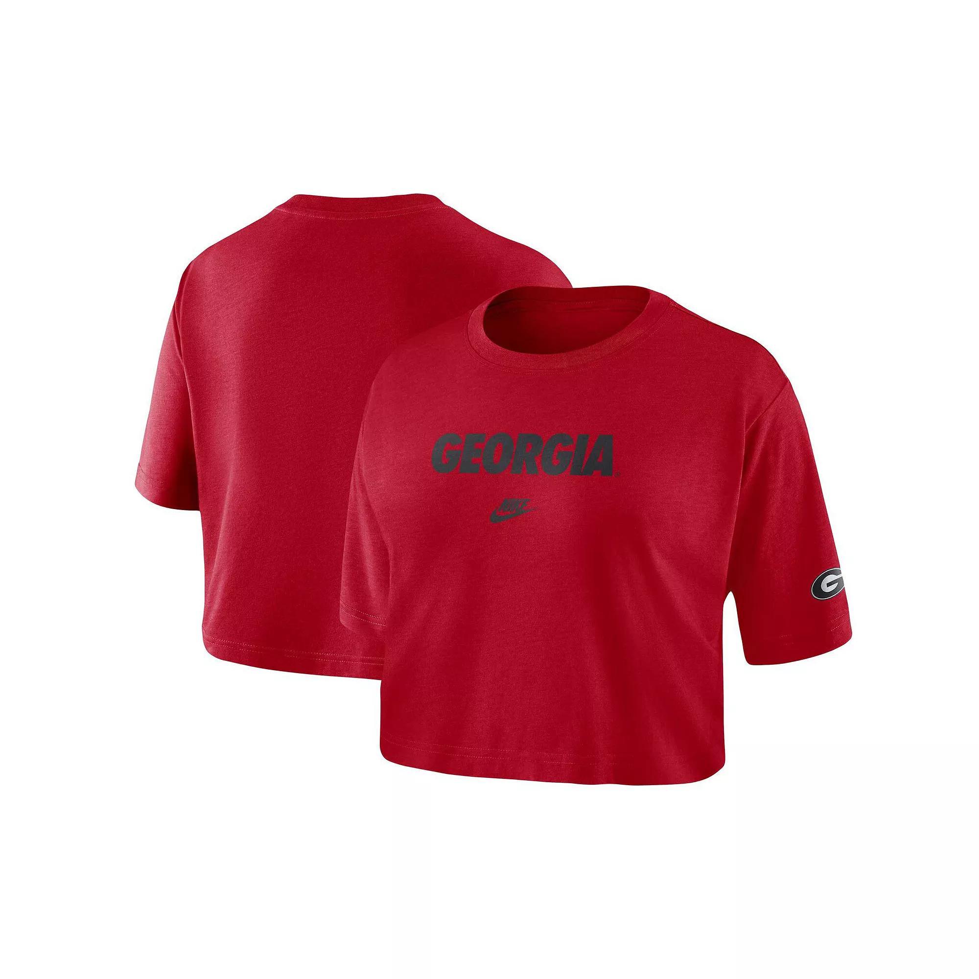 Women's Nike Red Georgia Bulldogs Wordmark Cropped T-Shirt, Size: XL Product Image