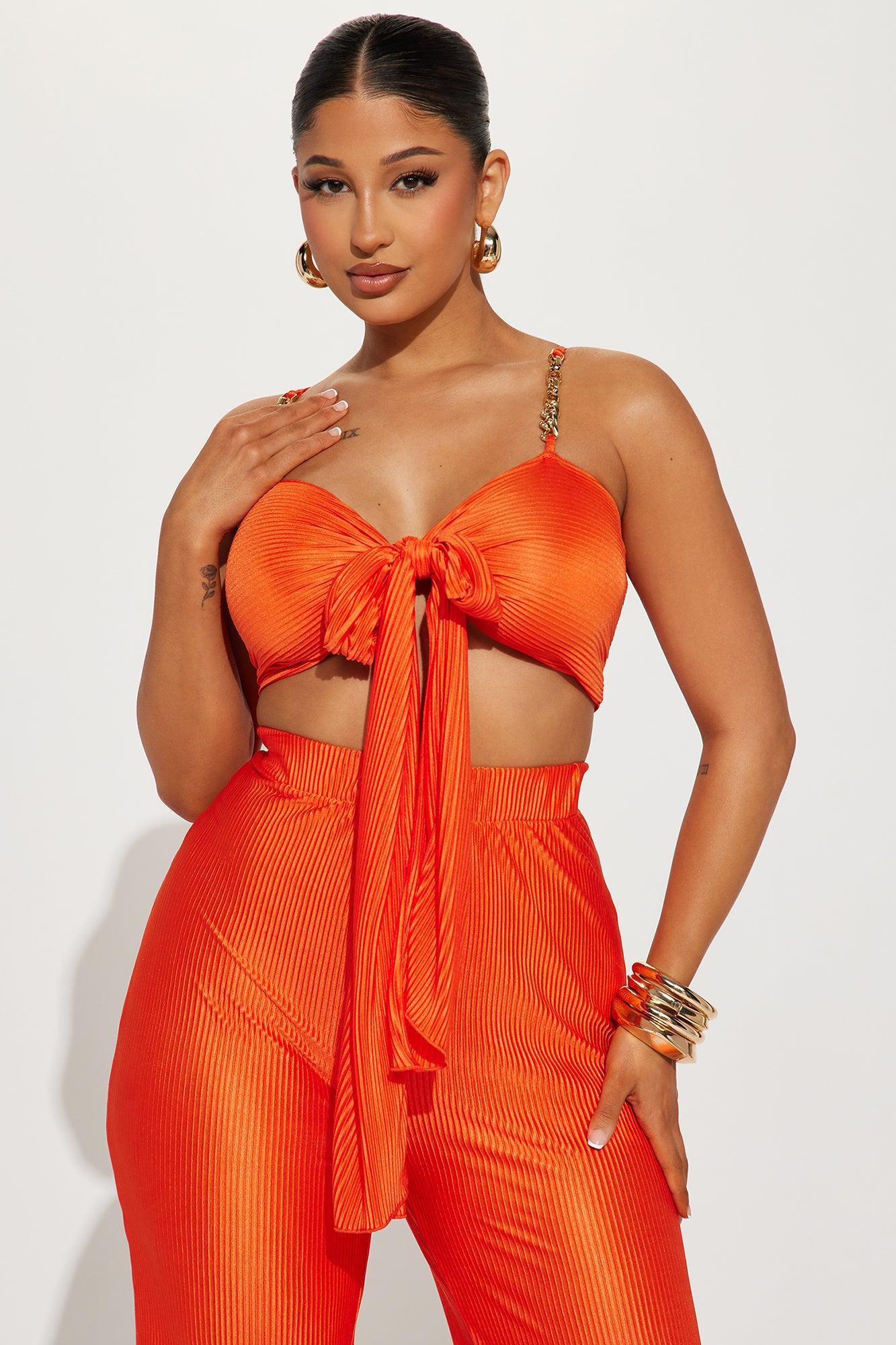 Royal Fantasies Plisse Pant Set - Orange Product Image