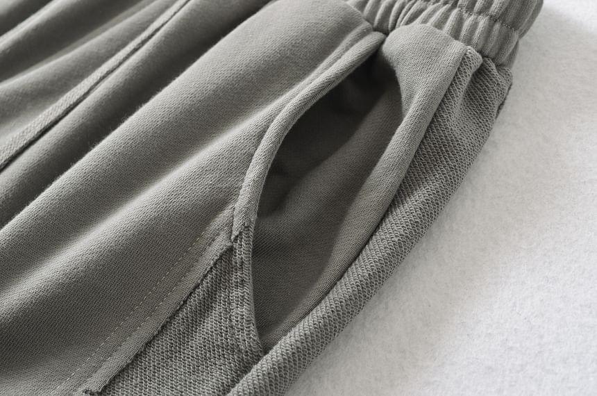 Drawstring Waist Plain Straight Leg Sweatpants Product Image