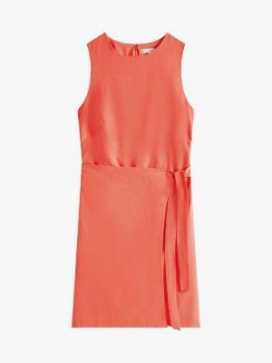 Sleeveless Linen-Blend Faux Wrap Dress Product Image