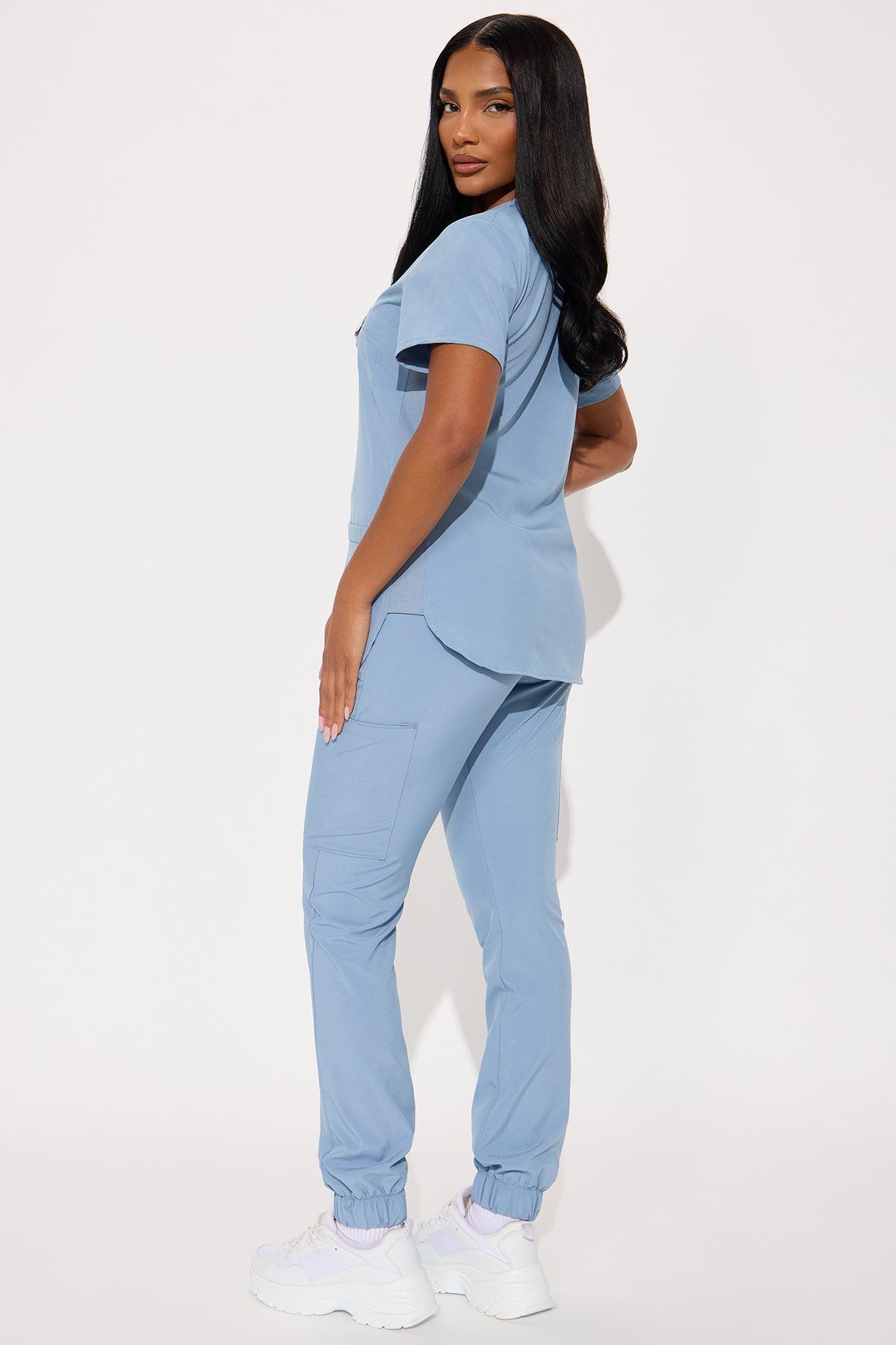 Feeling Better Stretch Scrub Uniform Jogger Set - Slate Blue Product Image
