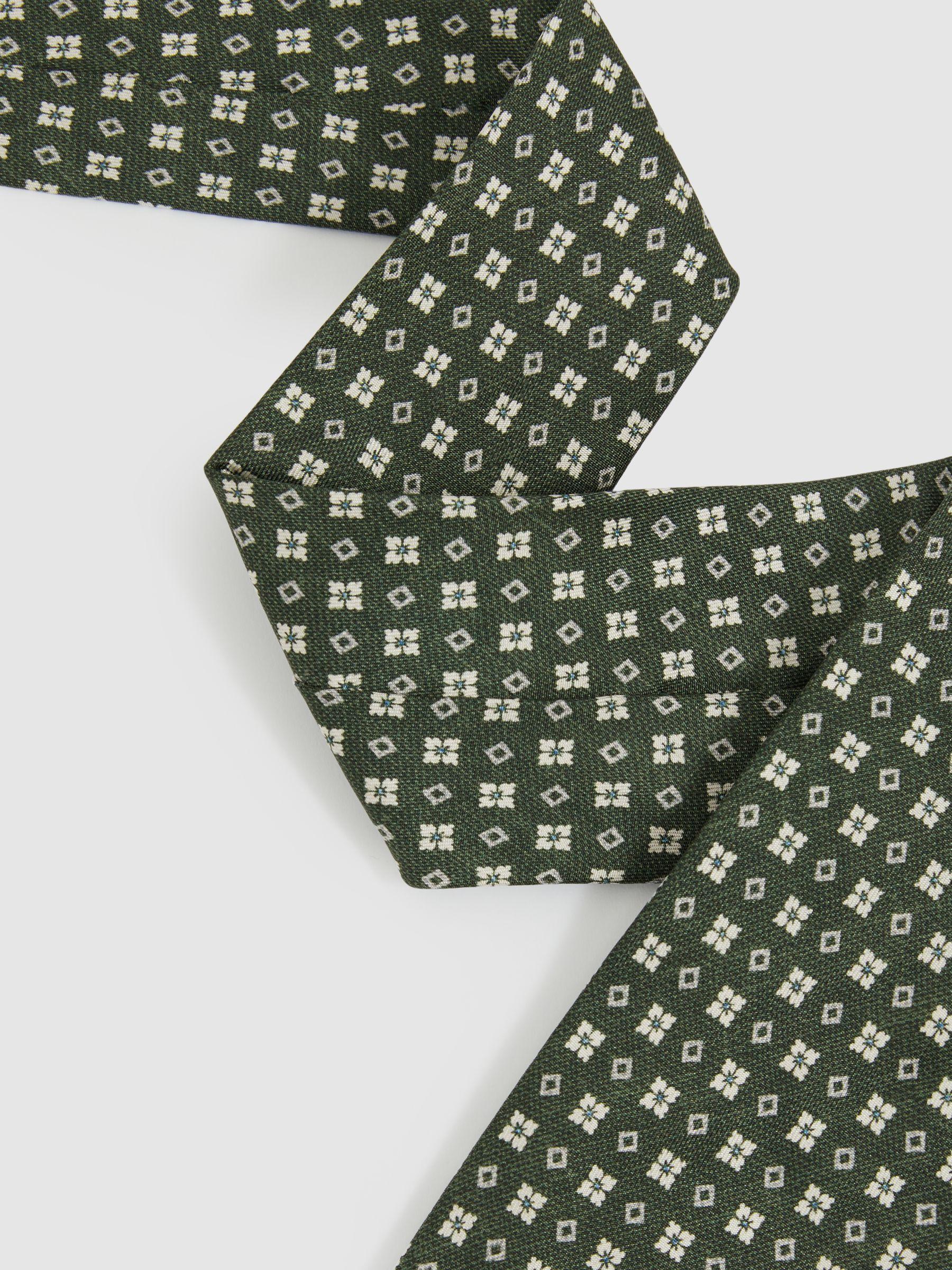 Silk Medallion Print Tie in Olive Product Image