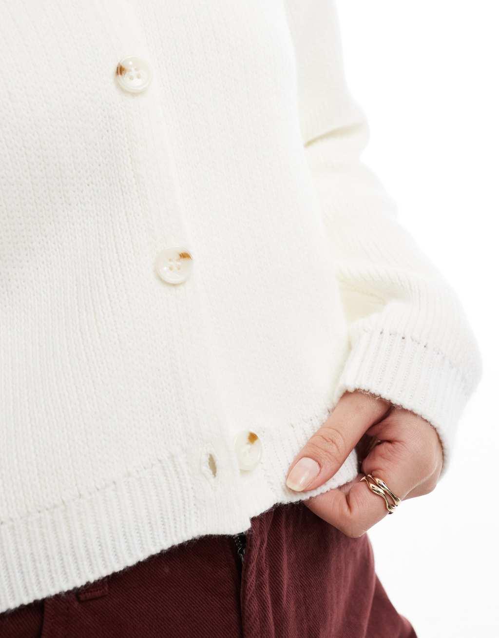 ASOS DESIGN compact knit shirt with sailor collar in ecru Product Image