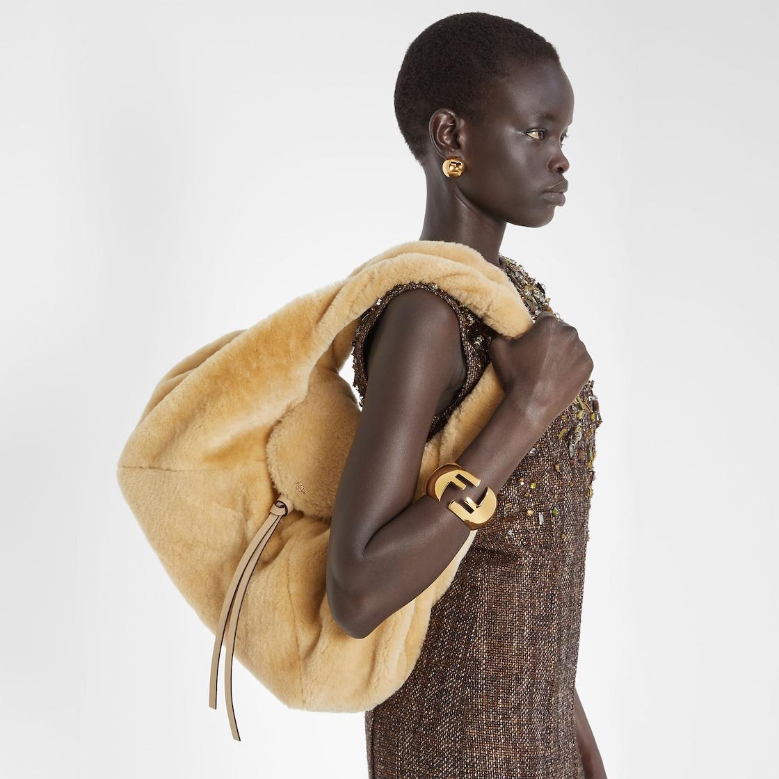 Fendi SpyBeige shearling bag Product Image