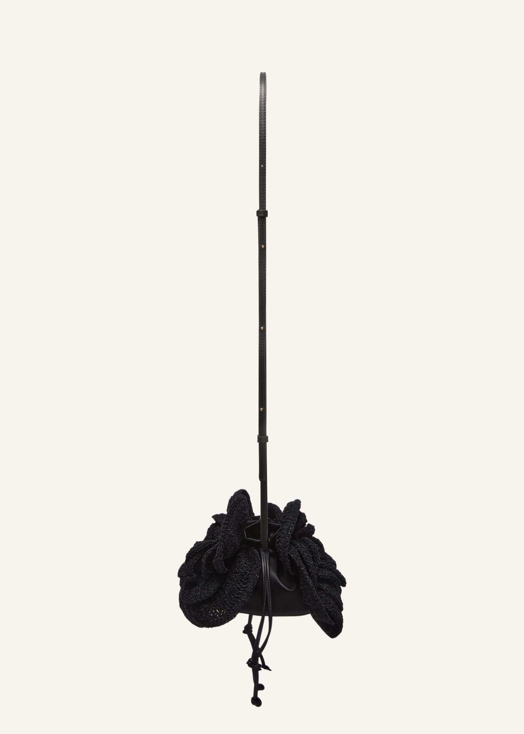 Magda bag pearl strap in black crochet Product Image