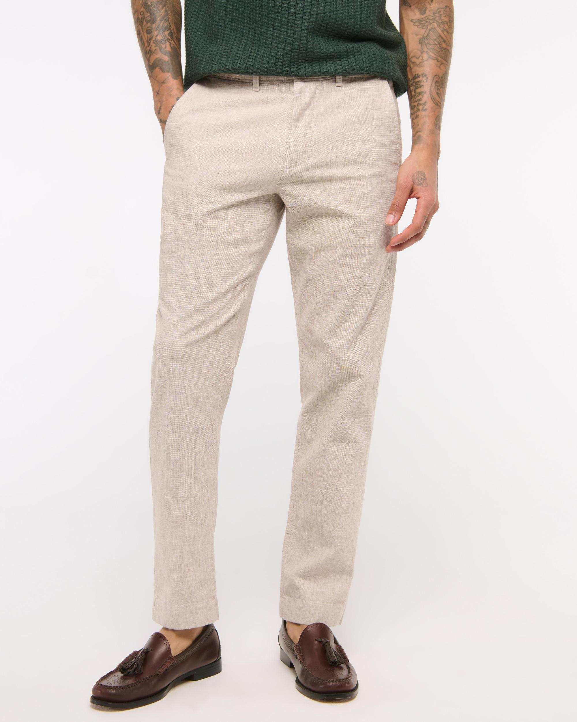 Straight Linen-Blend Fixed Waist Pant Product Image