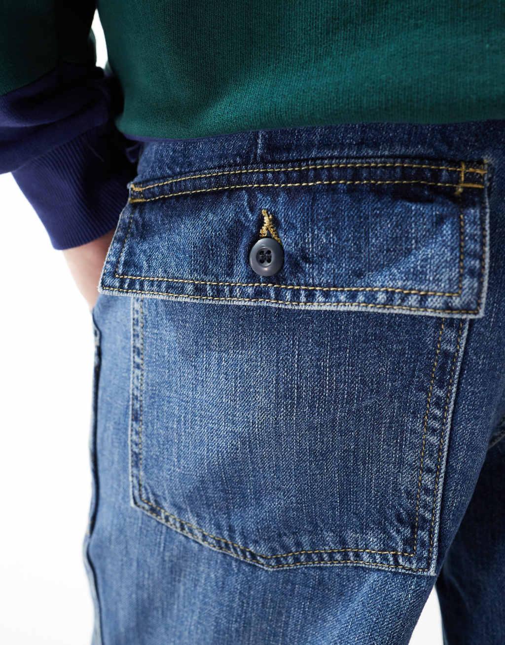 Jack & Jones Eddie loose workwear jeans in mid blue wash Product Image