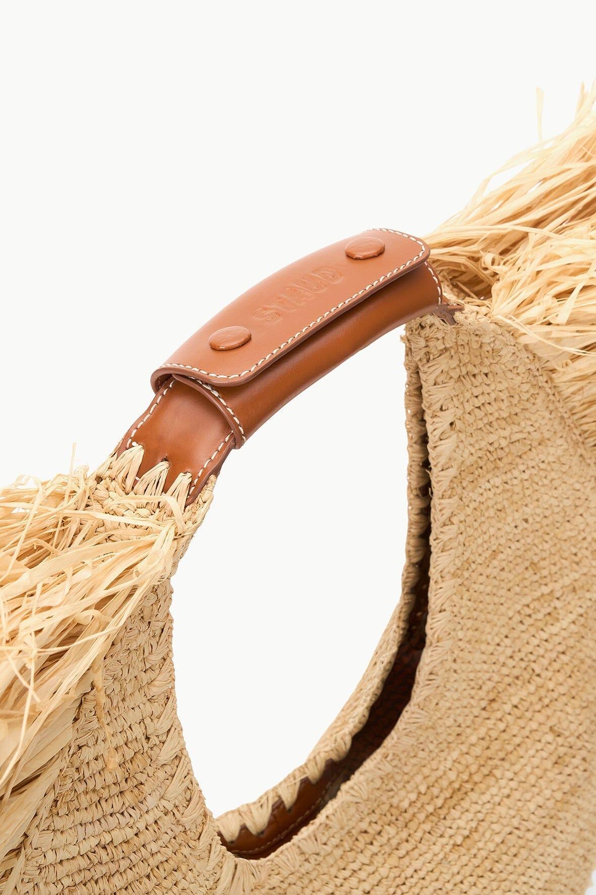 LARGE RAFFIA MOON TOTE BAG | NATURAL FRINGE Product Image
