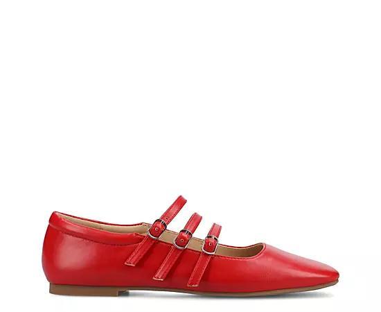Journee Darlin Women's Tru Comfort Foam Multi Strap Square Toe Flats, Size: 12, Red Product Image