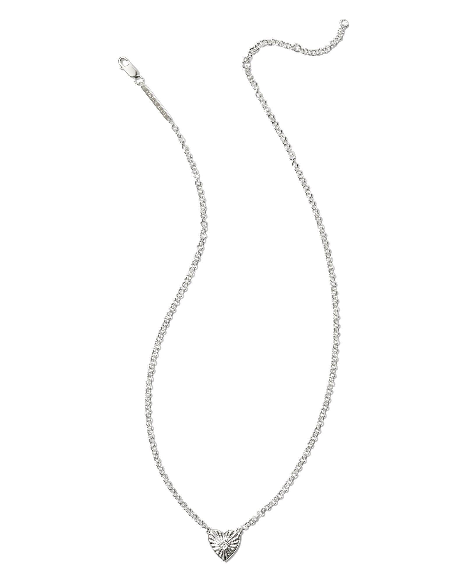 Maia Sterling Silver Heartburst Pendant Necklace in White Sapphire Product Image