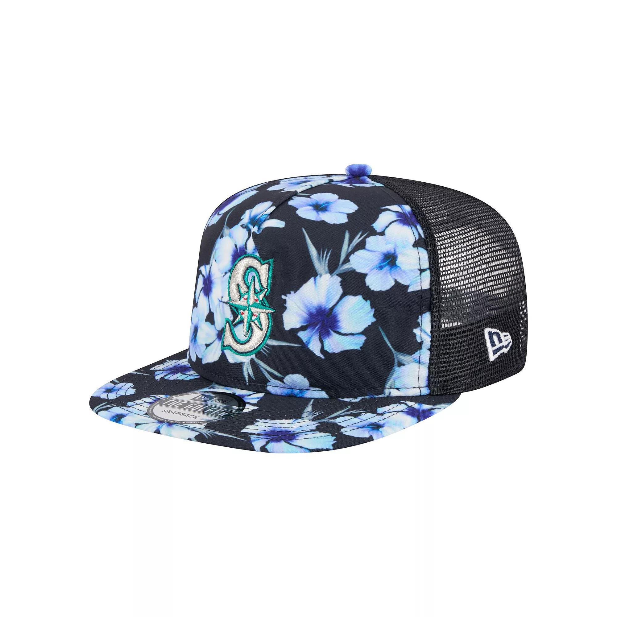 Men's New Era Navy Seattle Mariners Adventure Pattern Golfer Trucker Snapback Hat, Blue Product Image