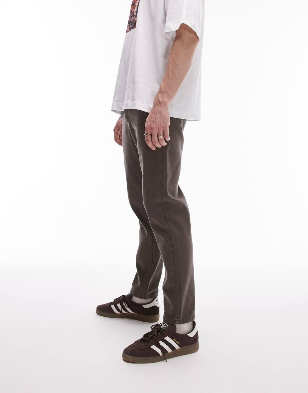 Topman taper jeans in dark olive Product Image