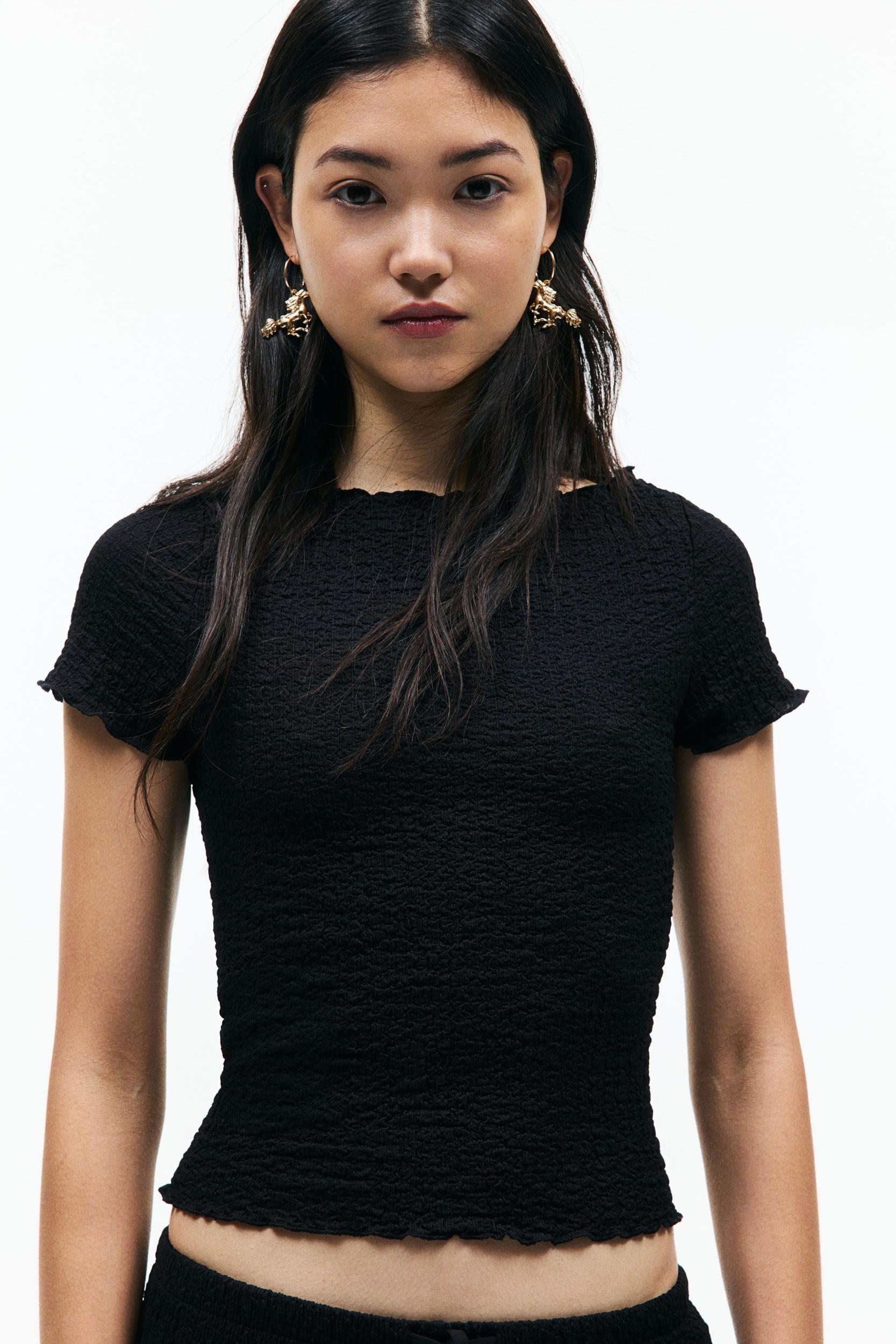 Crinkled Top with Overlocked Trim Product Image
