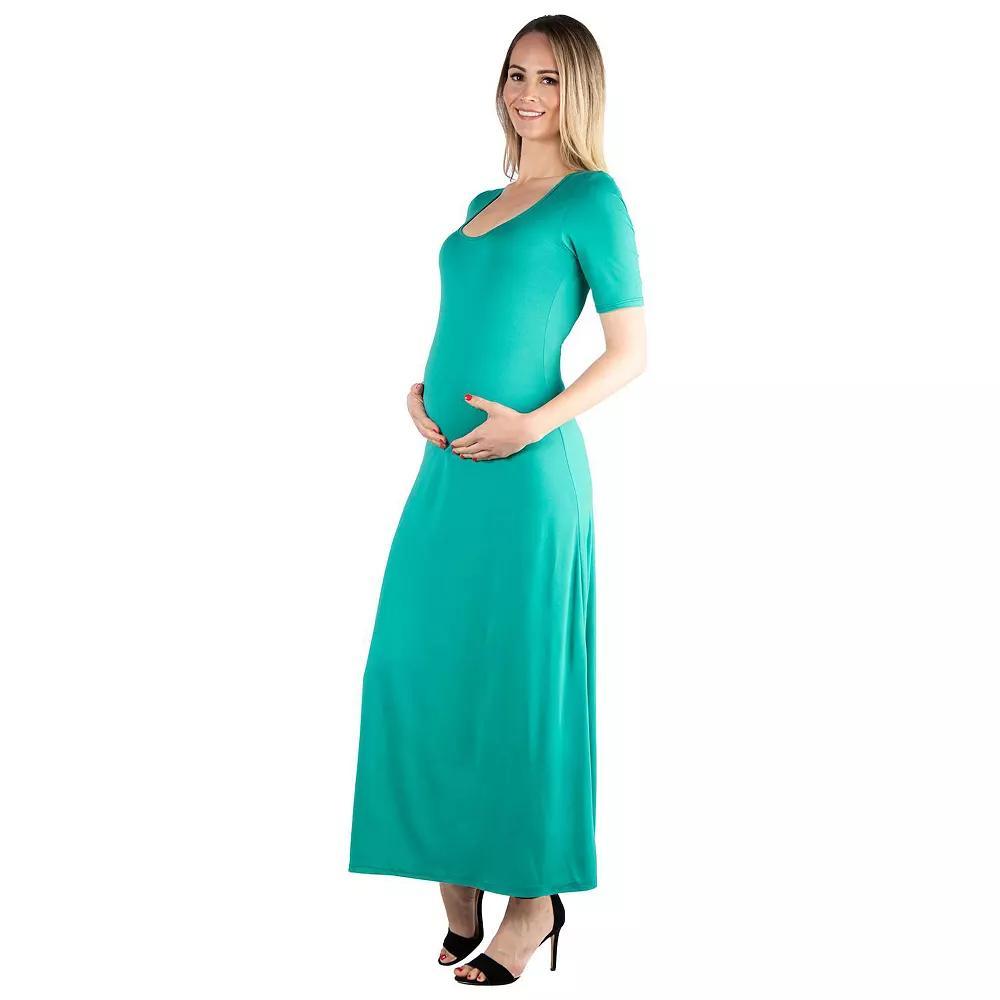 Maternity 24Seven Comfort Apparel Casual Maxi Dress, Women's, Size: XL-Mat, Green Product Image
