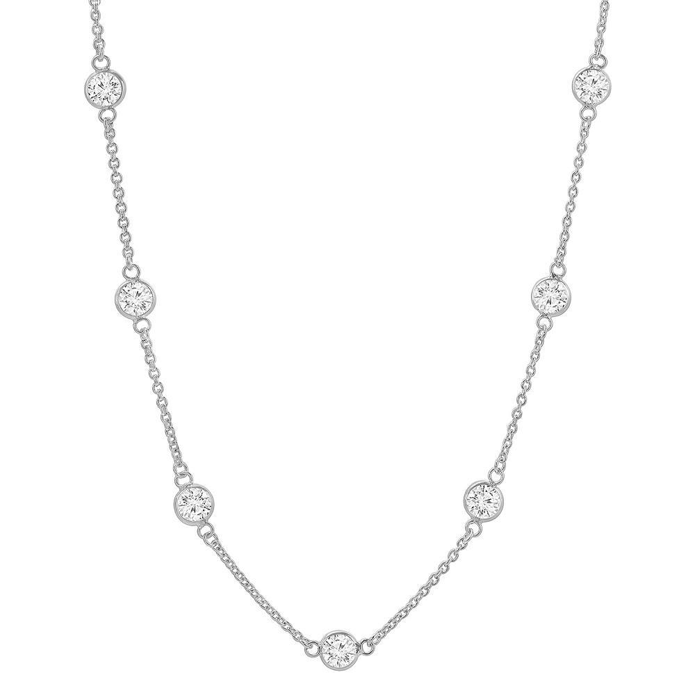 PRIMROSE Sterling Silver Cubic Zirconia Station Necklace, Women's, Size: 20" Product Image