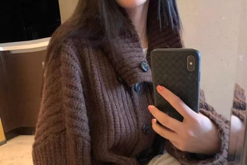 Turtleneck Ribbed Cardigan Product Image