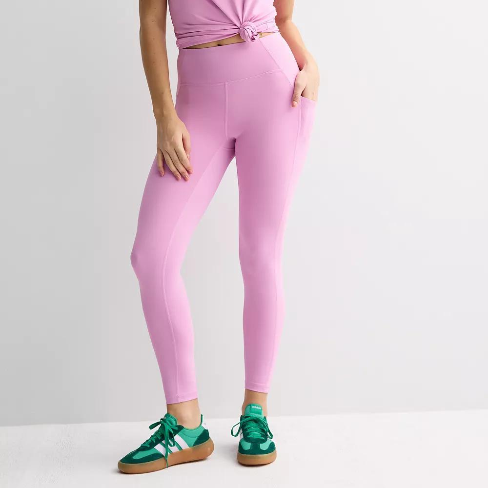 Women's Tek Gear® Ultrastretch Rib Pieced 7/8 Leggings in Regular & Plus Size, Size: 1XL, Purple Macaroon Product Image