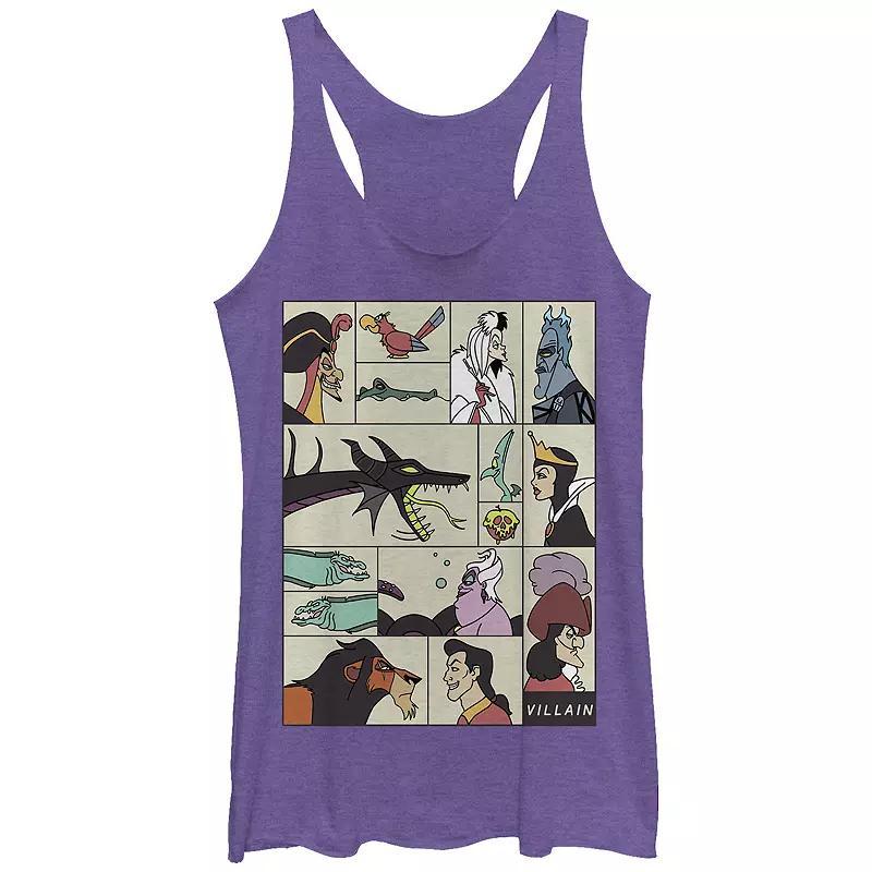 Disney Villains Square Portrait Profiles Juniors' Tri-Blend Racerback Tank Top, Girl's, Size: XS, Black Grey Product Image