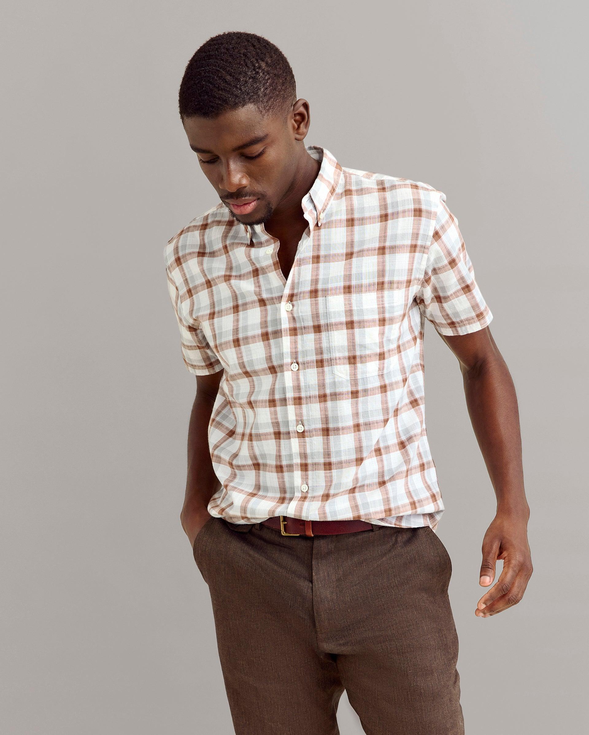 Short Sleeve Tattersail Plaid Tuscumbia Shirt Button Down -  Product Image