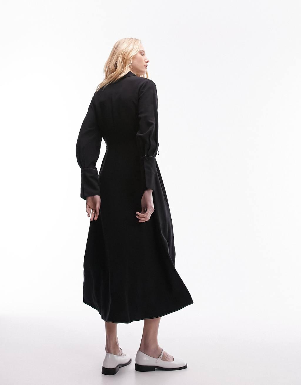 Topshop ruch side midi shirt dress Product Image