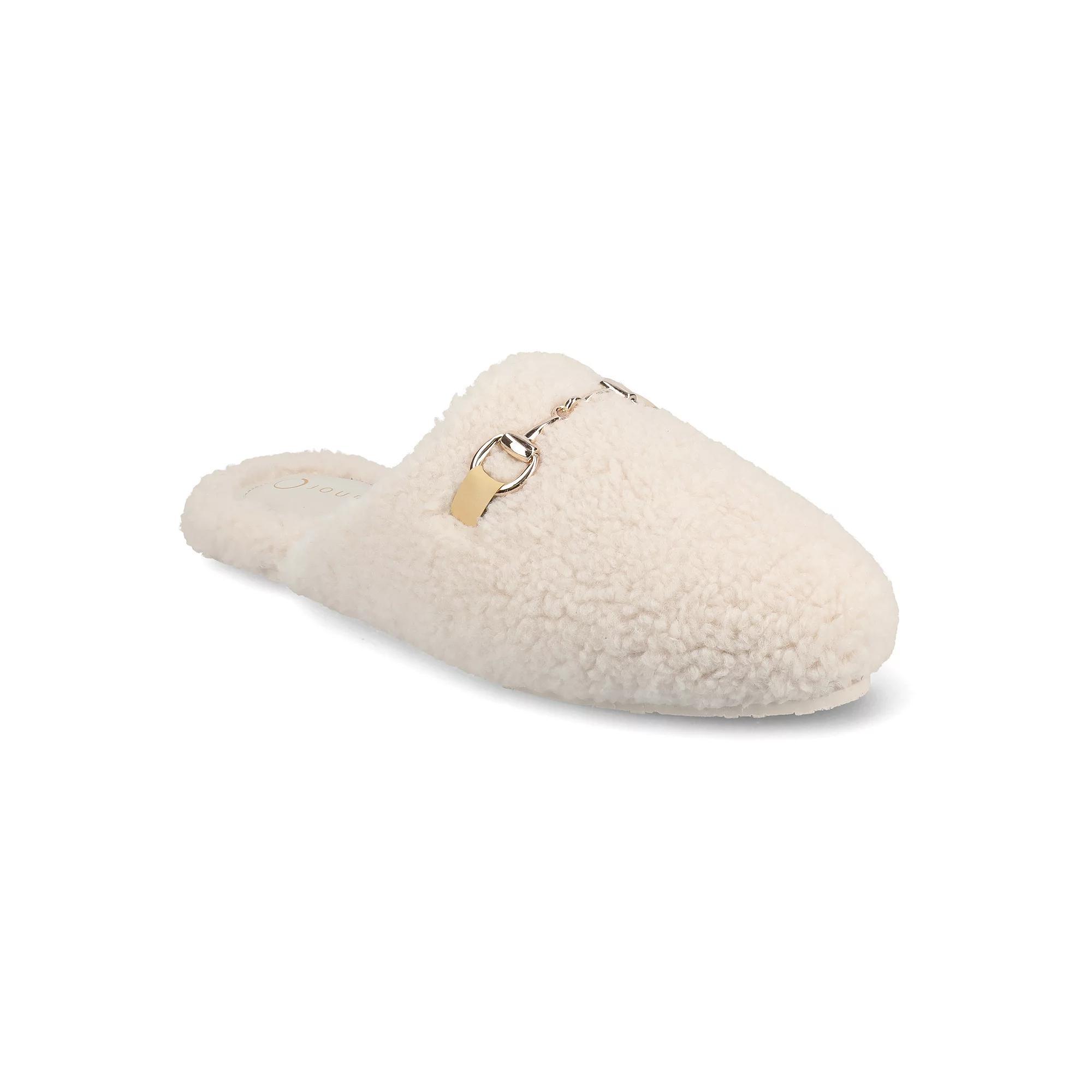 Journee Monnroe Womens Cushioned Scuff Slippers Ivory Product Image