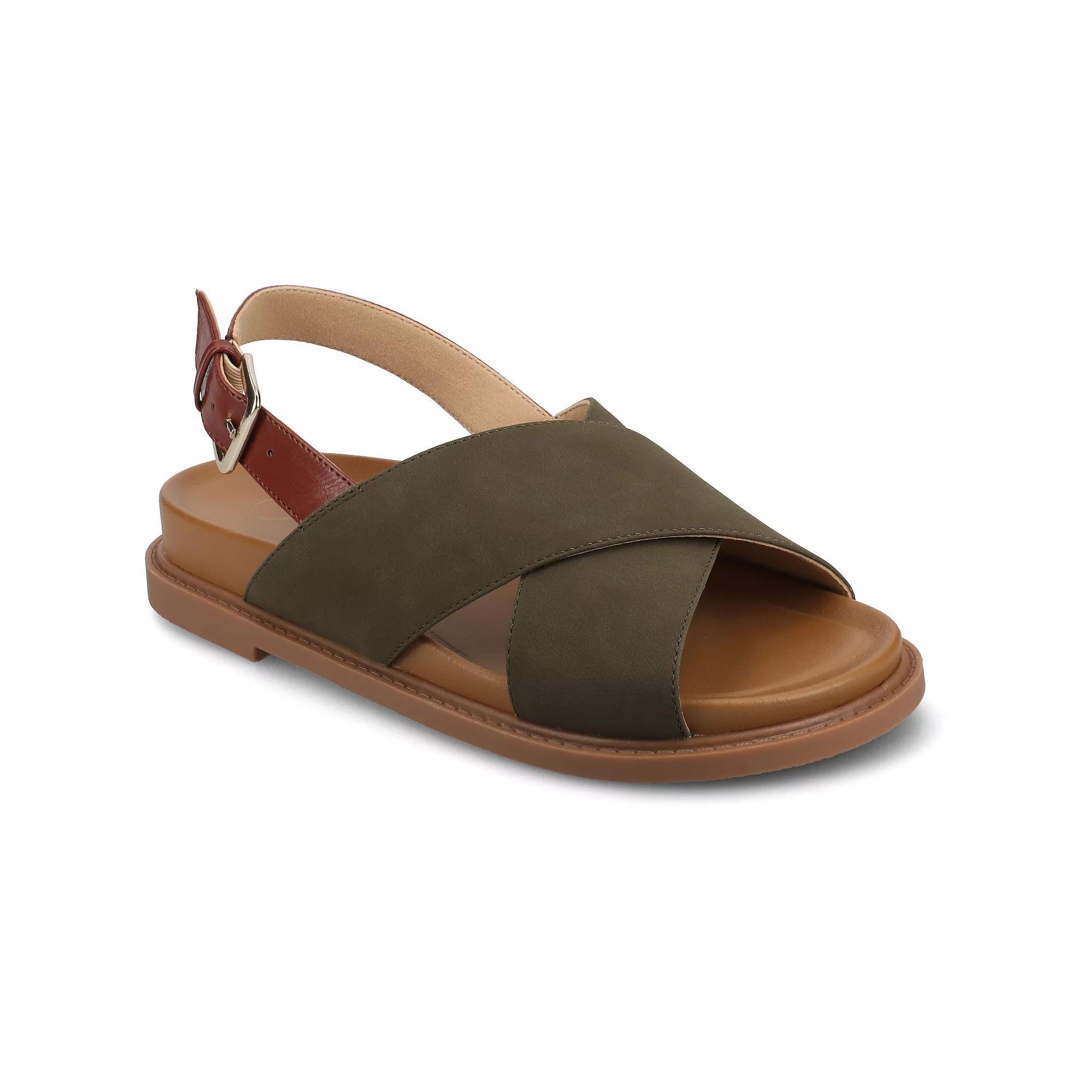 Journee Marinna Women's Flat Sandals, Size: 6.5, Green Product Image