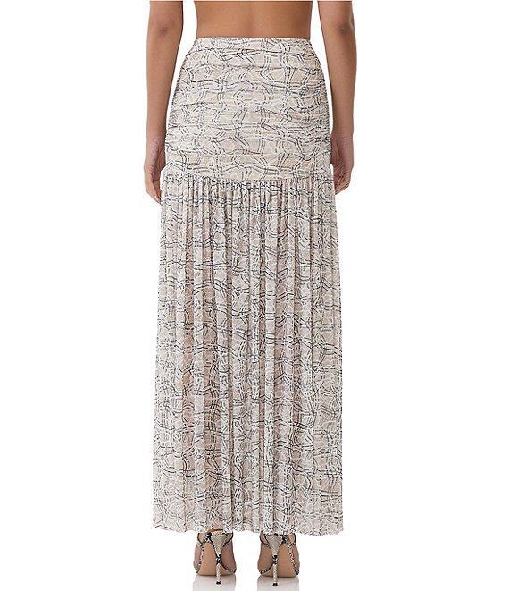 AFRM Val Lace Plaid Ruched Mesh Pleated Coordinating Skirt Product Image