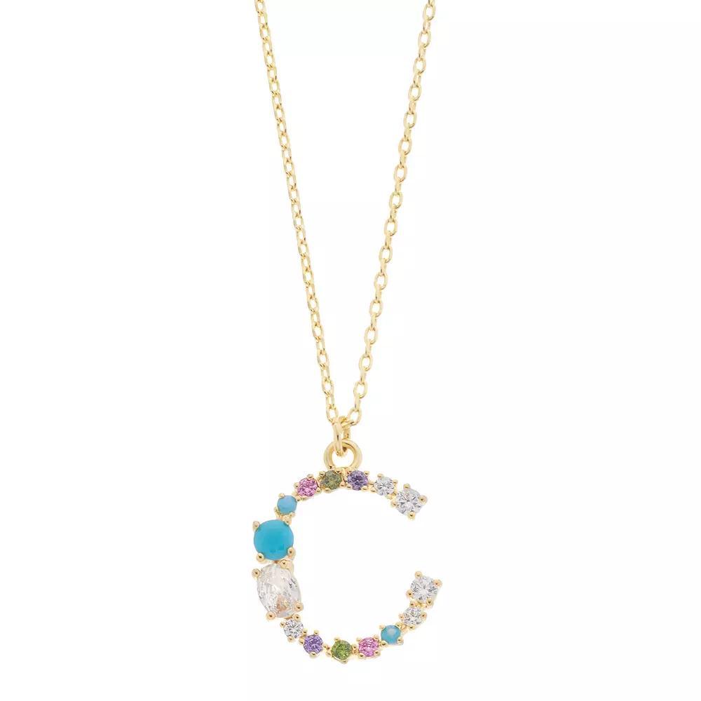 City Luxe Gold Tone Cubic Zirconia Initial Pendant Necklace, Women's, Gold Tone S Product Image