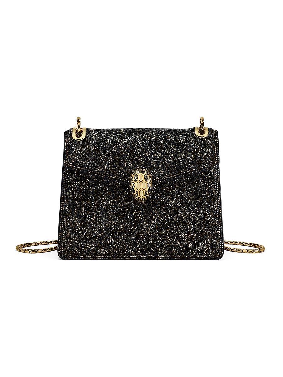 Womens Serpenti Forever Crystal Sparkle Suede Crossbody Bag Product Image