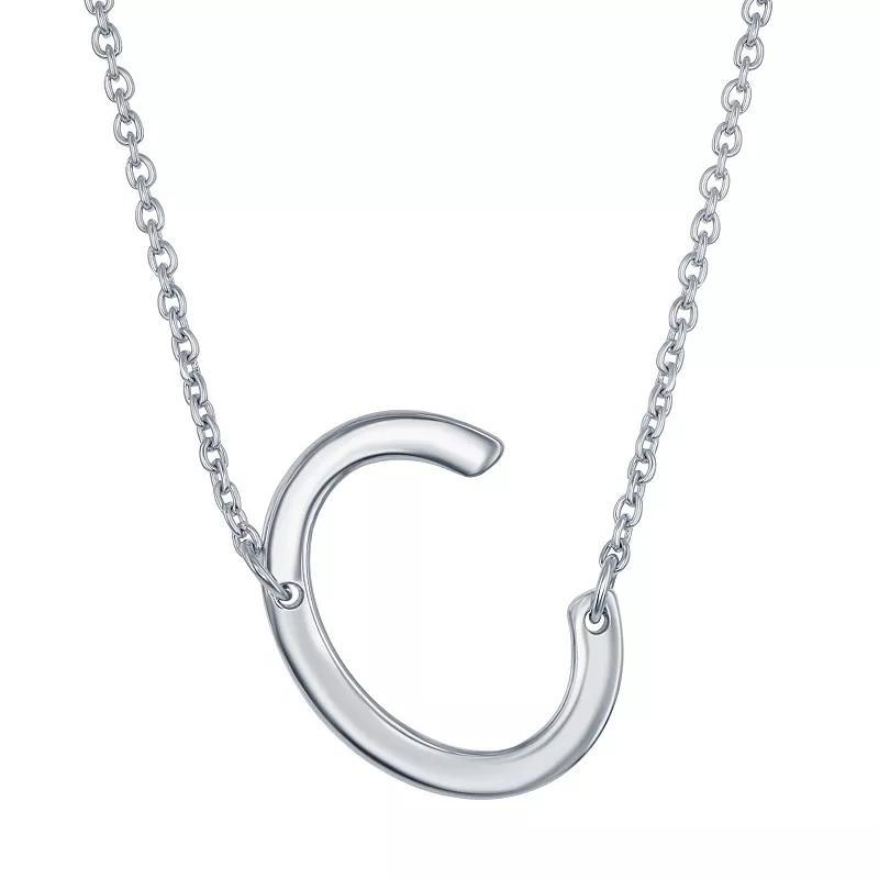 Sterling Silver Sideways Initial Necklace, Womens Sterling B Product Image