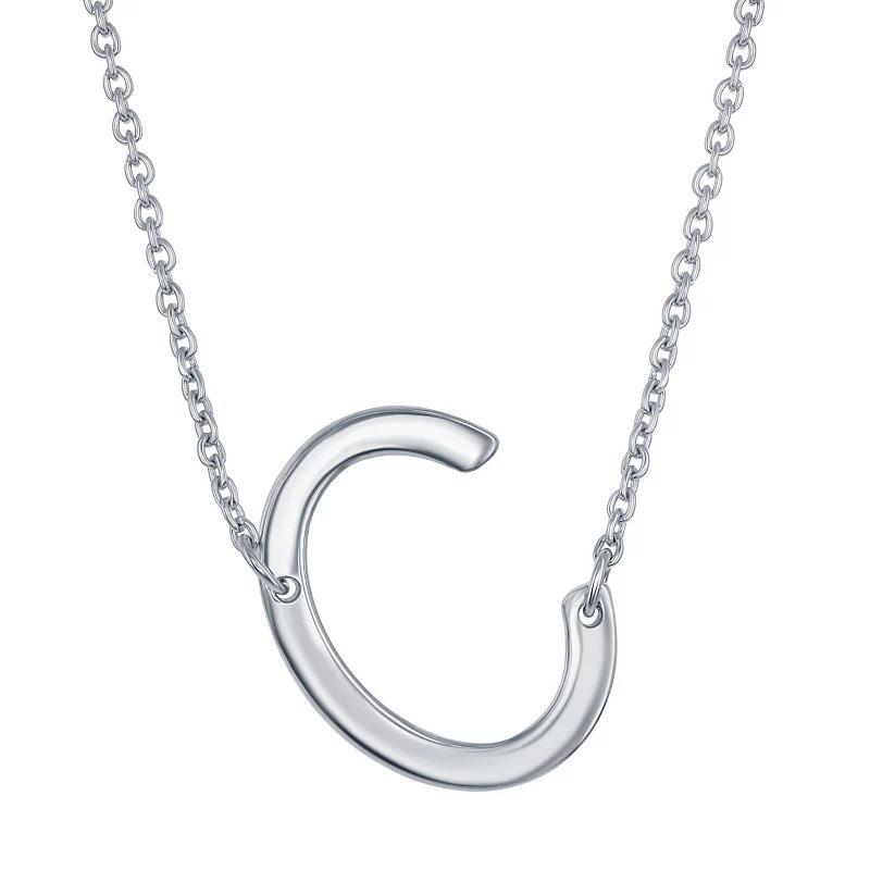 Sterling Silver Sideways Initial Necklace, Womens Sterling B Product Image