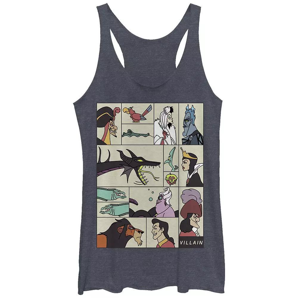 Disney Villains Square Portrait Profiles Juniors' Tri-Blend Racerback Tank Top, Girl's, Size: XS, Black Grey Product Image