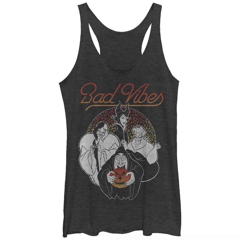 Disney Villains Bad Vibes Halloween Juniors' Racerback Tank Top, Girl's, Size: Small, Black Grey Product Image