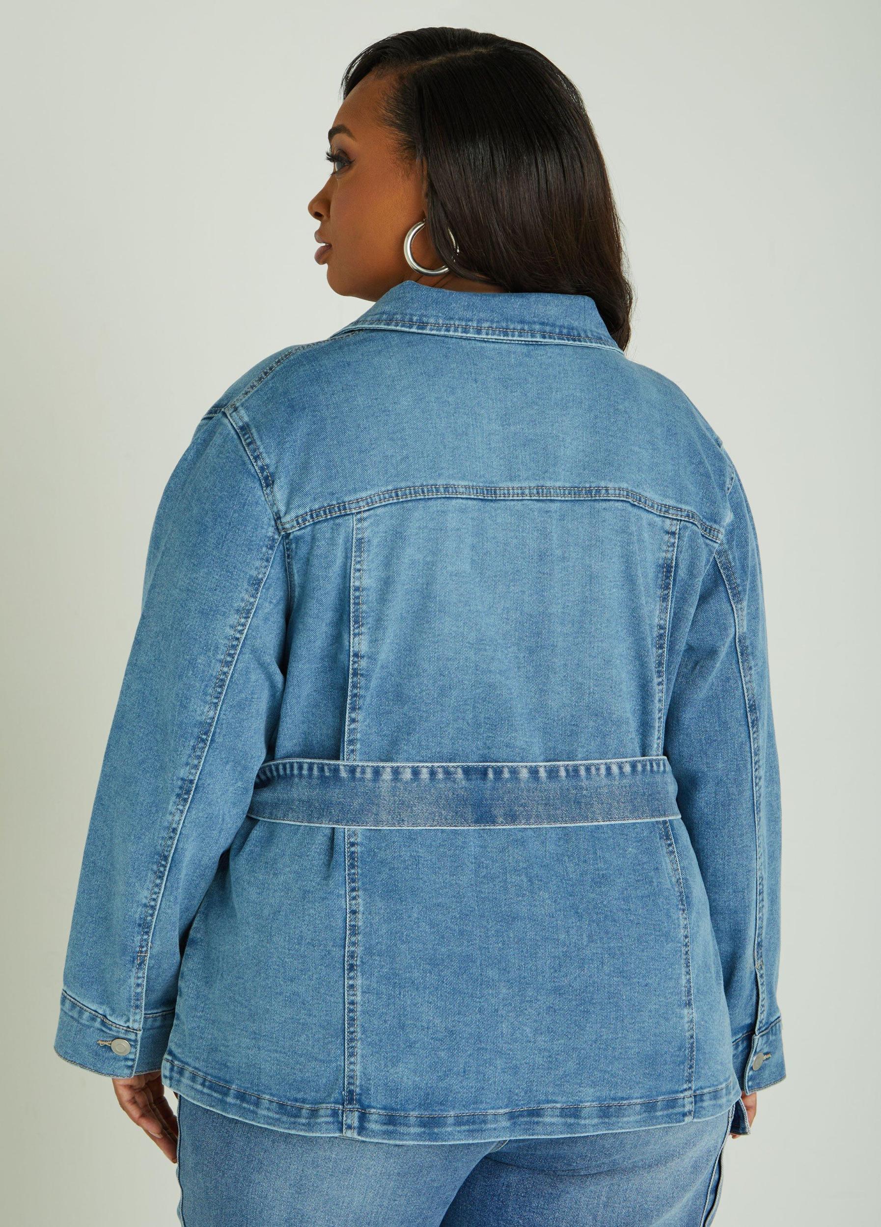 Plus Size Belted Denim Shacket Ashley Stewart Product Image
