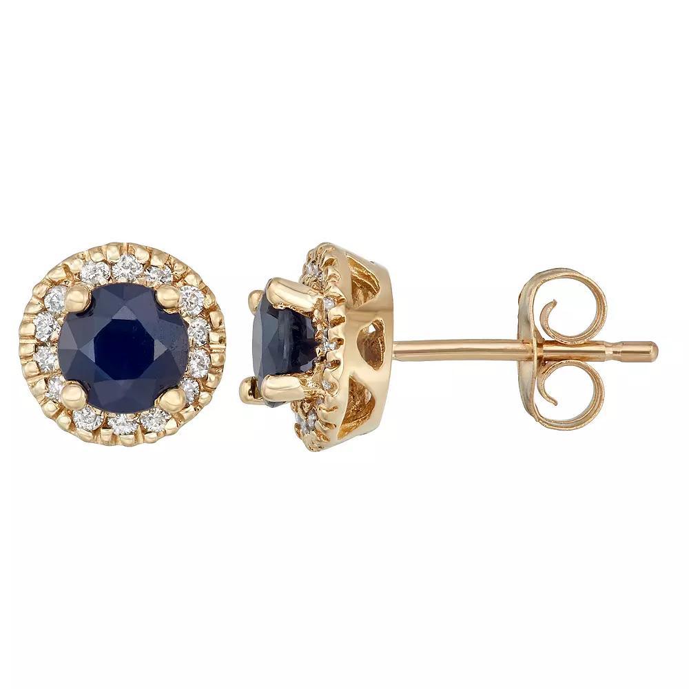 The Regal Collection 14k Gold Sapphire & 1/8 Carat T.W. IGL Certified Diamond Tiered Halo Stud Earrings, Women's, Pink Product Image