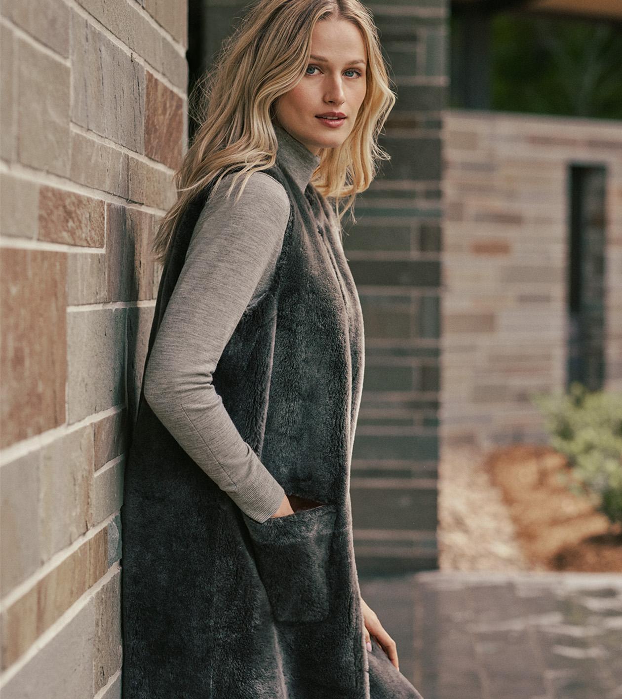 Amelie Reversible Shearling Long Vest Product Image