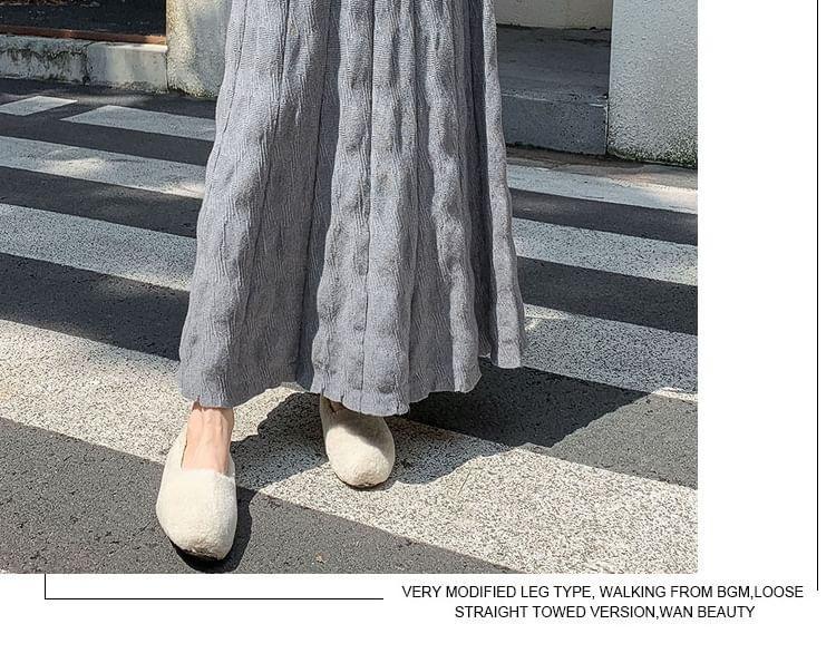 High Waist Plain Knit Maxi A-Line Skirt Product Image