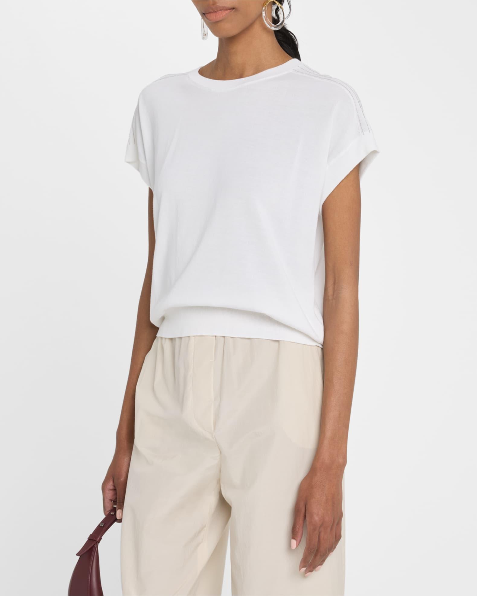Chain-Trim Knit Cotton Sweater Product Image