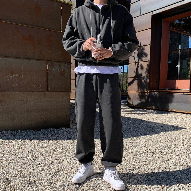 RT No. 6399 CHARCOAL GRAY ZIP-UP HOODIE & SWEATPANTS Product Image