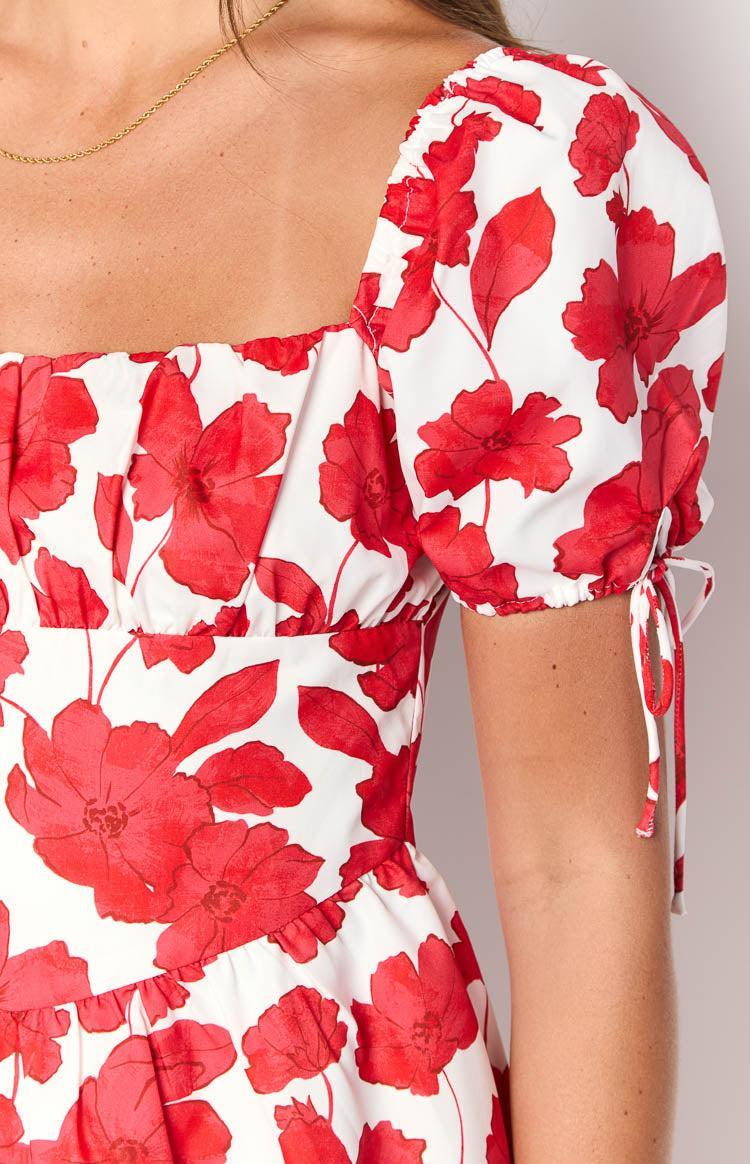 Danyal Red Anemone Floral Print Mini Dress Product Image