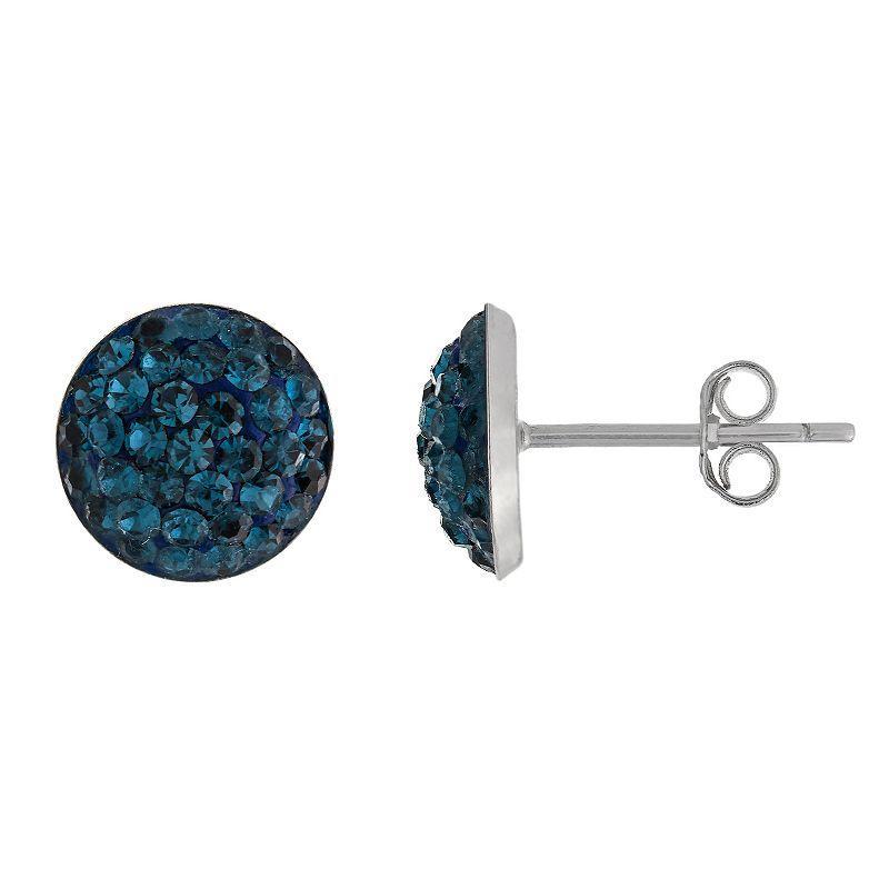 Main and Sterling Sterling Silver Crystal Half Ball Stud Earrings, Women's, Size: 9MM, Dark Blue Product Image