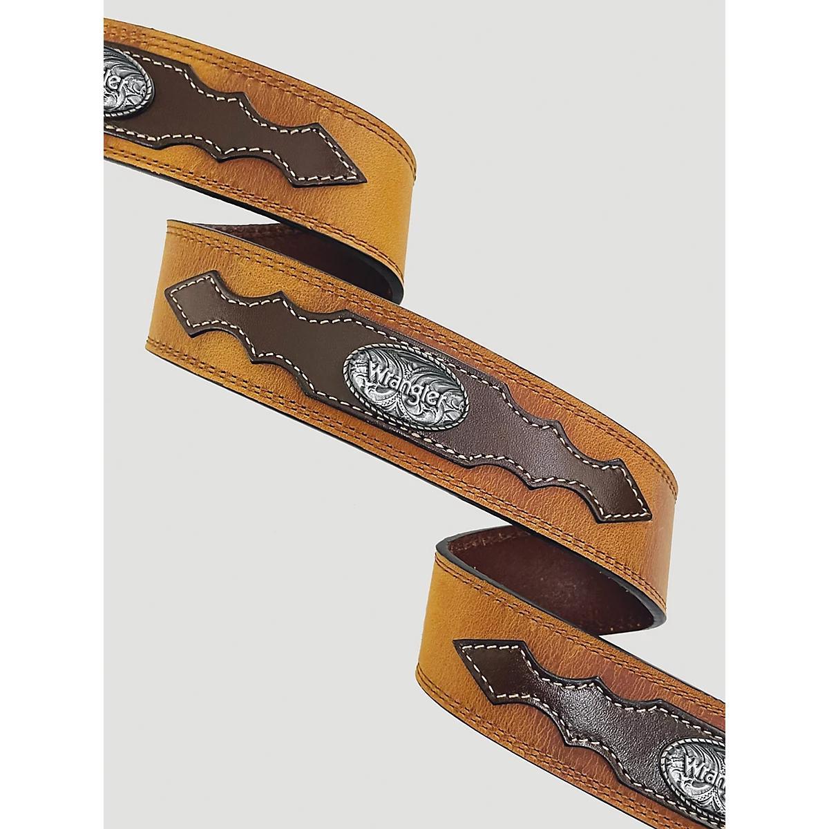 Men's Concho Distressed Leather Belt in Tan Product Image