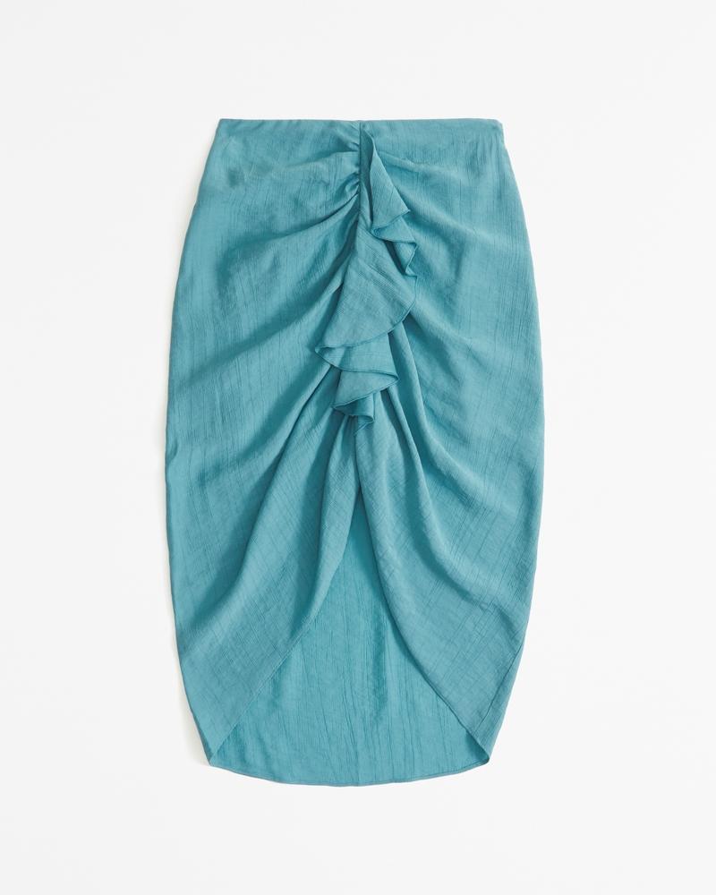 Ruched Flowy Midi Skirt Product Image